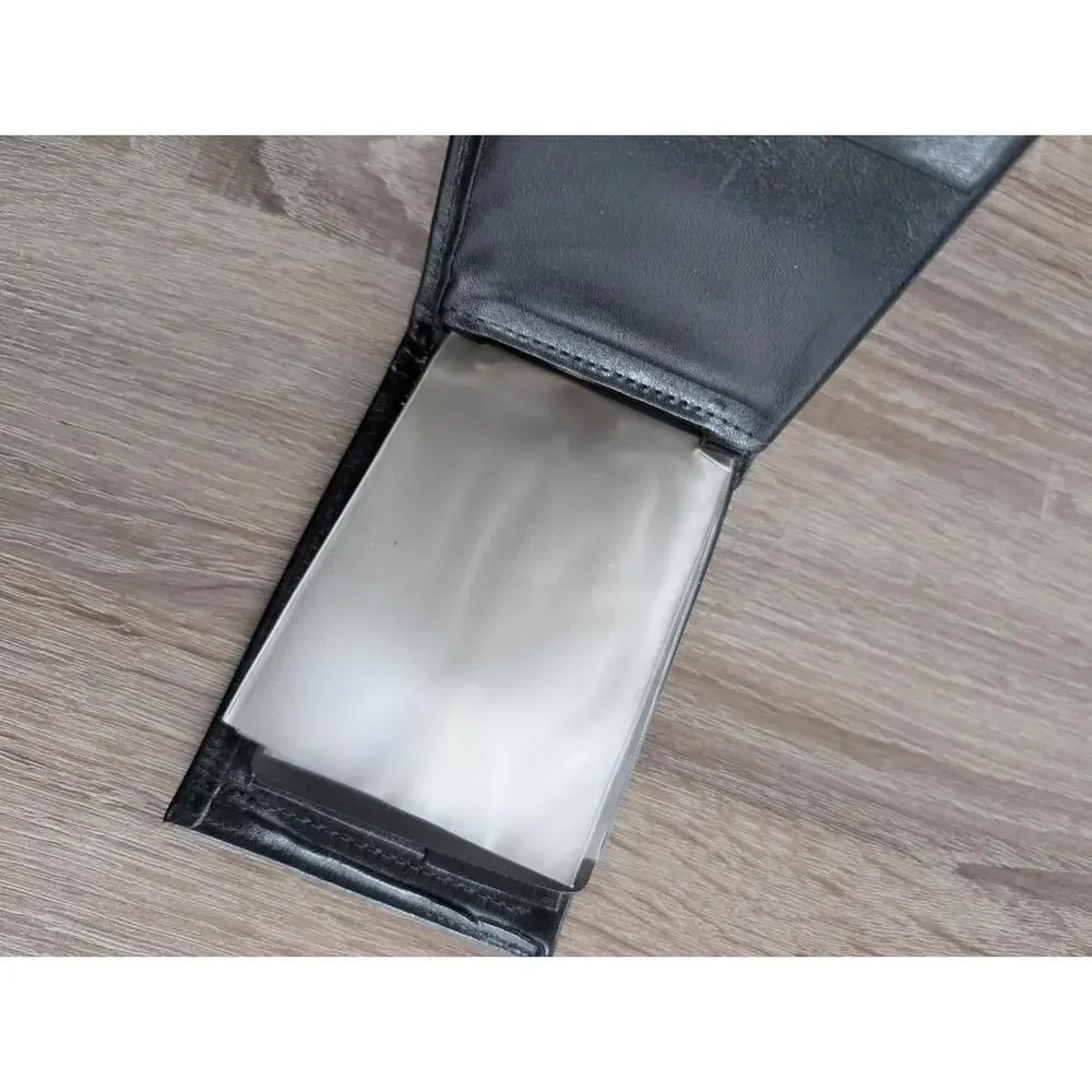 Rolfs Cowhide Black Leather Bi-fold Wallet Coins Cards